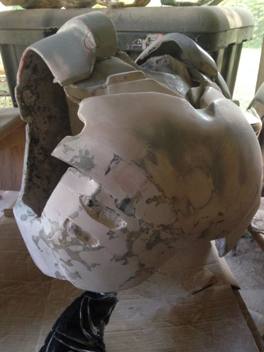 Lots and lots of sanding. Getting close to being done with the chest and back pieces.
