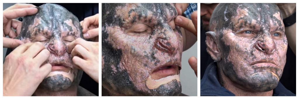 Joel Edgerton transforms into Nick Jakoby in the on-set makeup trailer.&nbsp;Image courtesy Netflix.