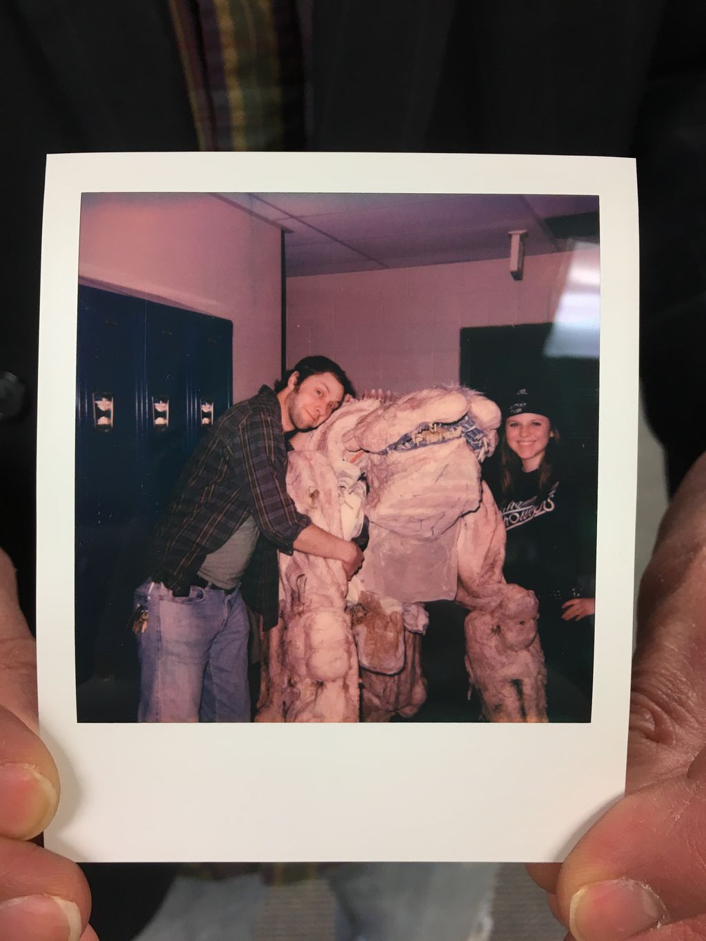 Polaroid picture of co-director William McAllister and monster fabricator Shae Naylor, posing with the monster. Photo courtesy of Jonathan Galvan Corona.
