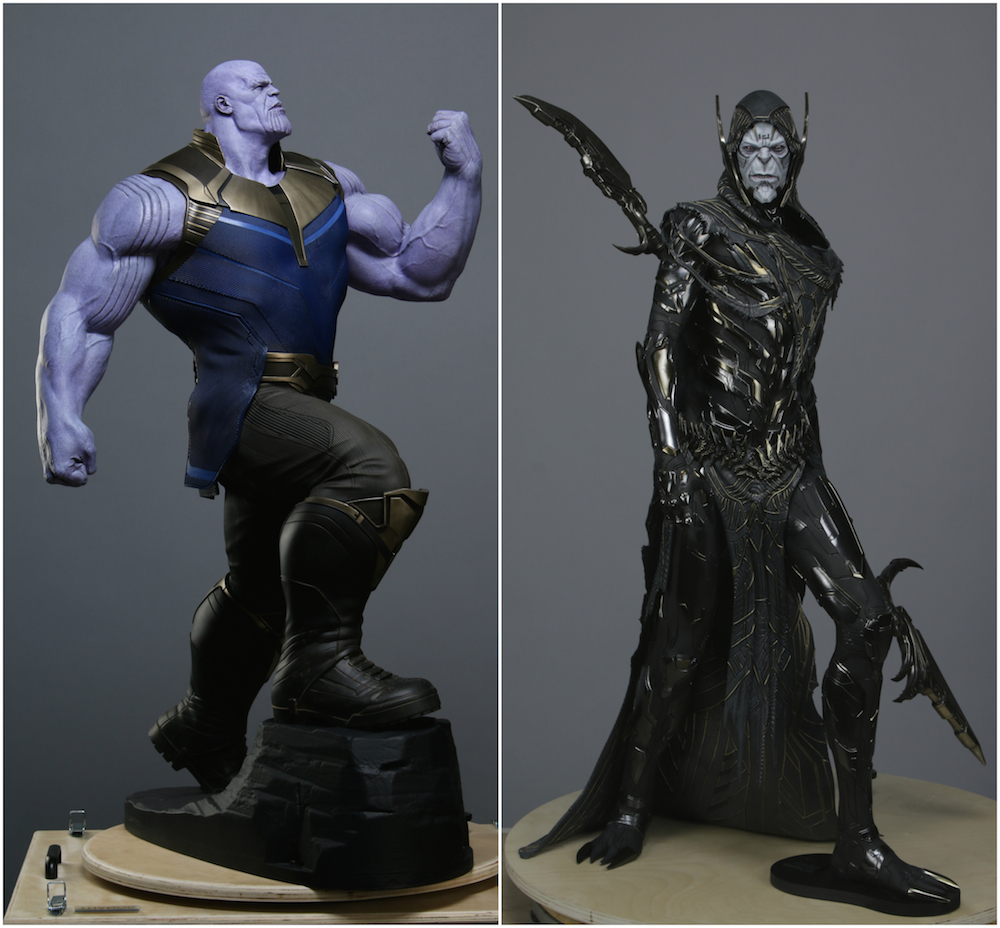Legacy Effects' half-scale Thanos and Corvus Glaive reference maquettes. Images courtesy Legacy Effects