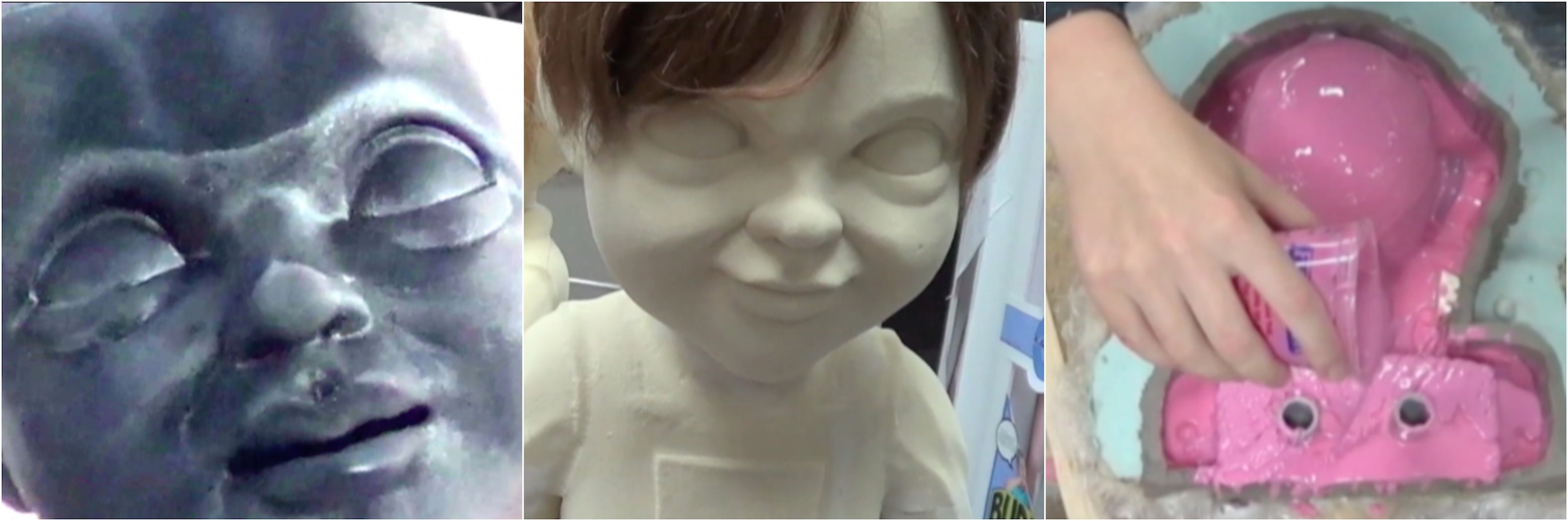 The process of building the devious doll from the 3-D printed head to the hair.