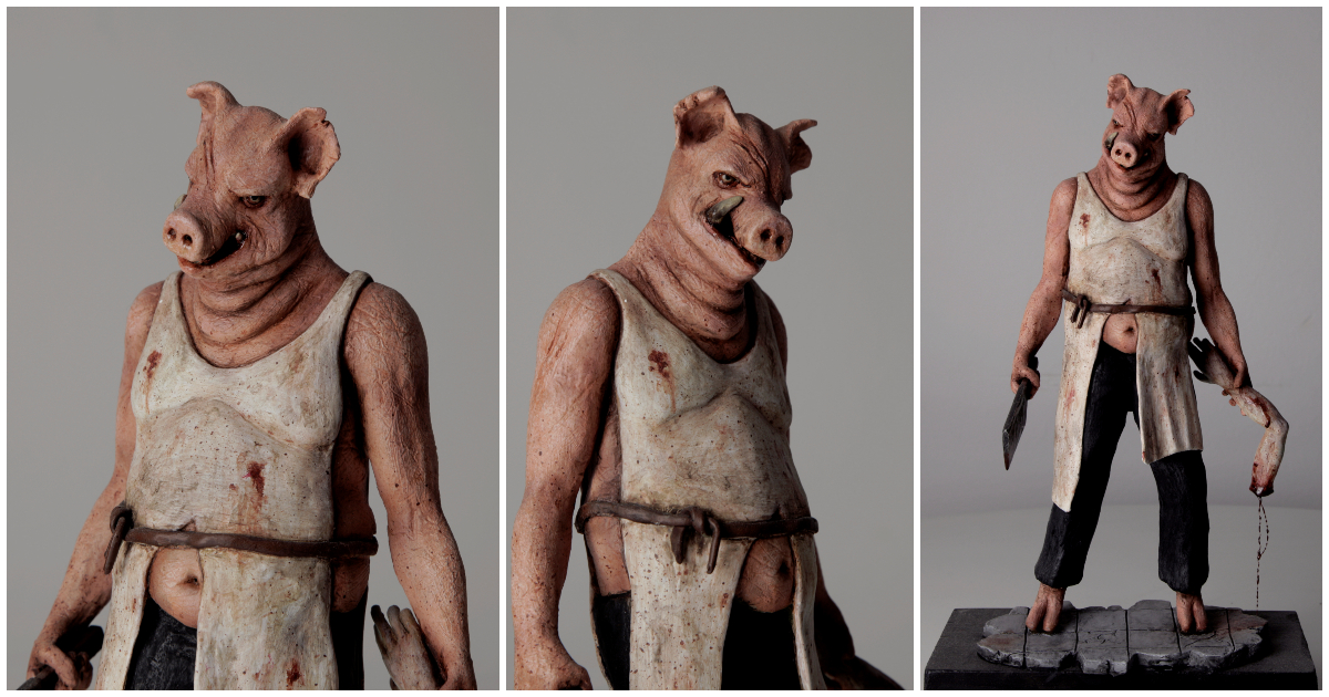 Butcher Pete from ANOMIE (1/6th scale) - Chavant NSP, painted with acrylics.