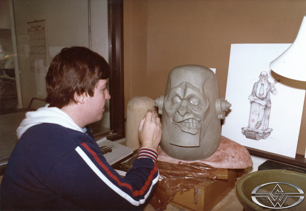 Stan Winston Studio artist James&nbsp;Kagel works on the sculpt for the wisecracking Catskil character, voiced by comedian Jack Carter.