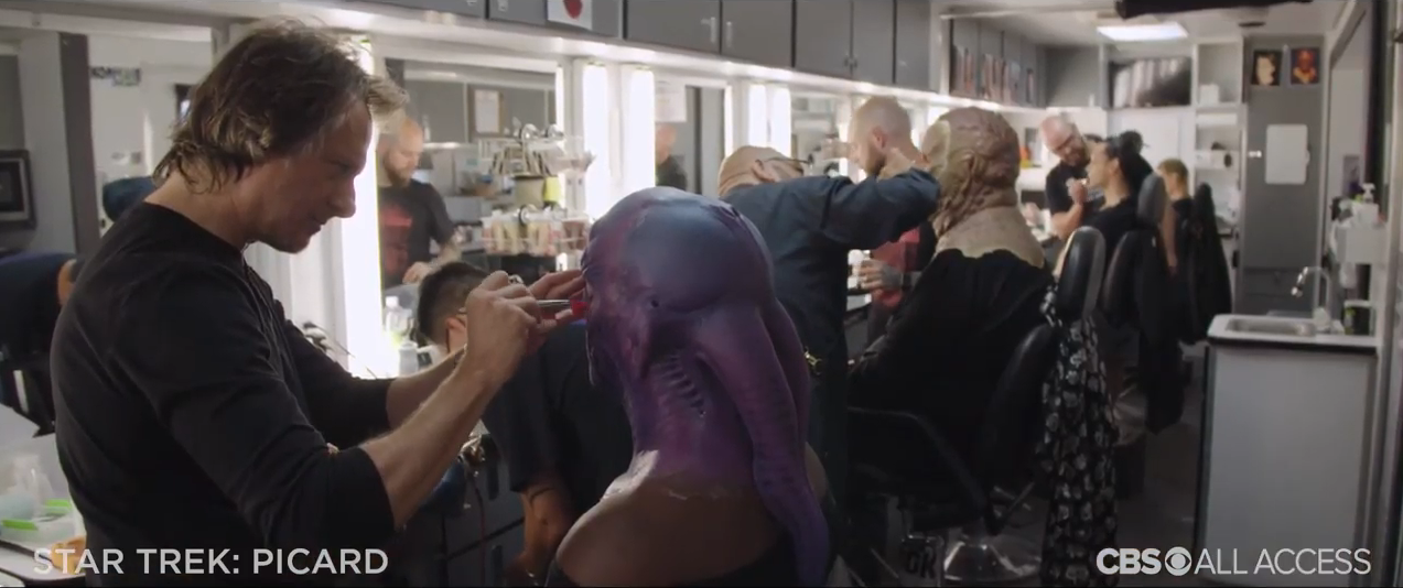 The Picard makeup crew at work.&nbsp; Image courtesy&nbsp;CBS All Access.