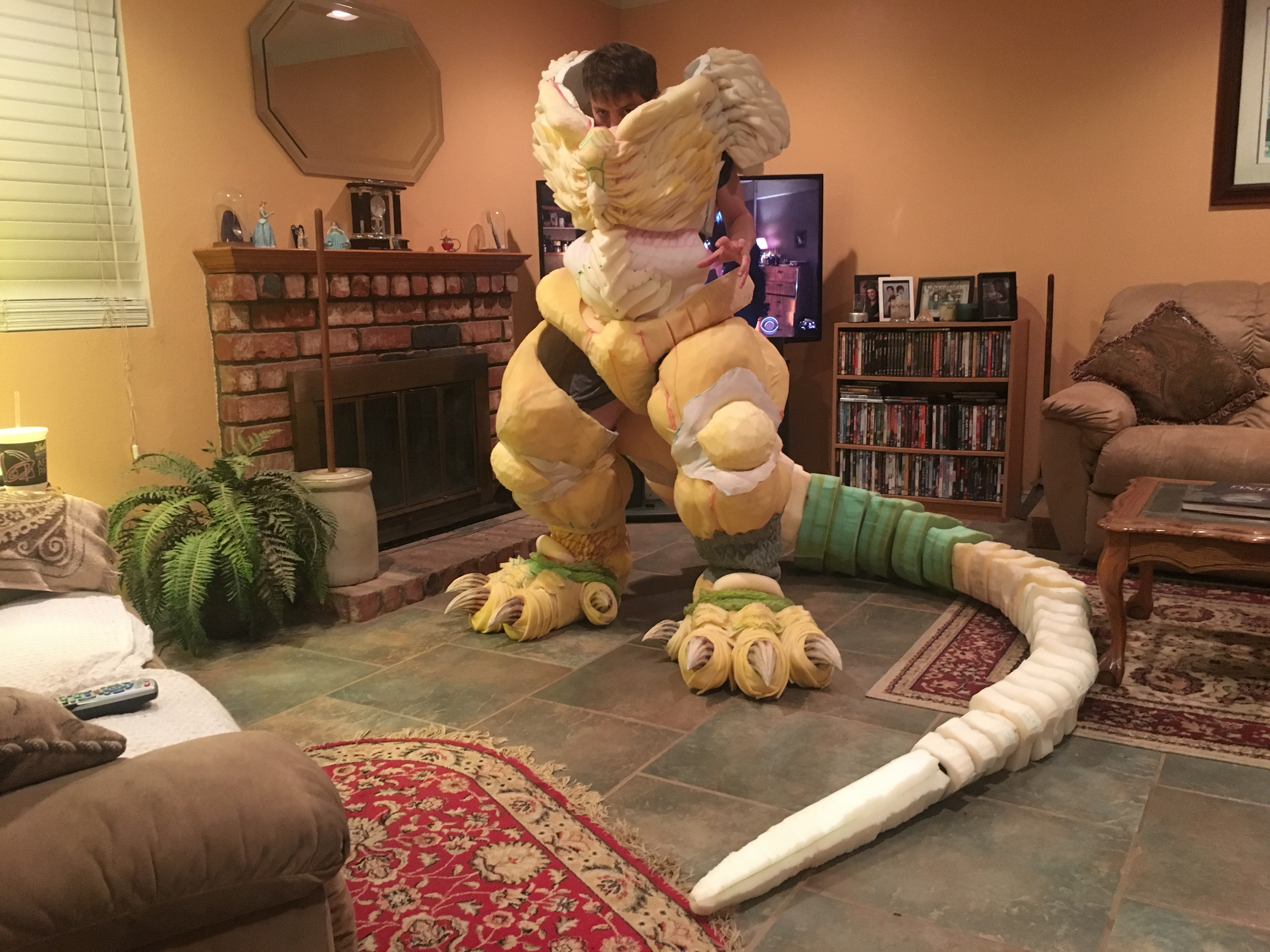 Another suit dress test, here expanded with the tail and&nbsp;torso pieces. Krystopher notes: "The legs look a tad out of proportion only because they haven't been 'skinned'&nbsp;with scales yet which will bulk them out."