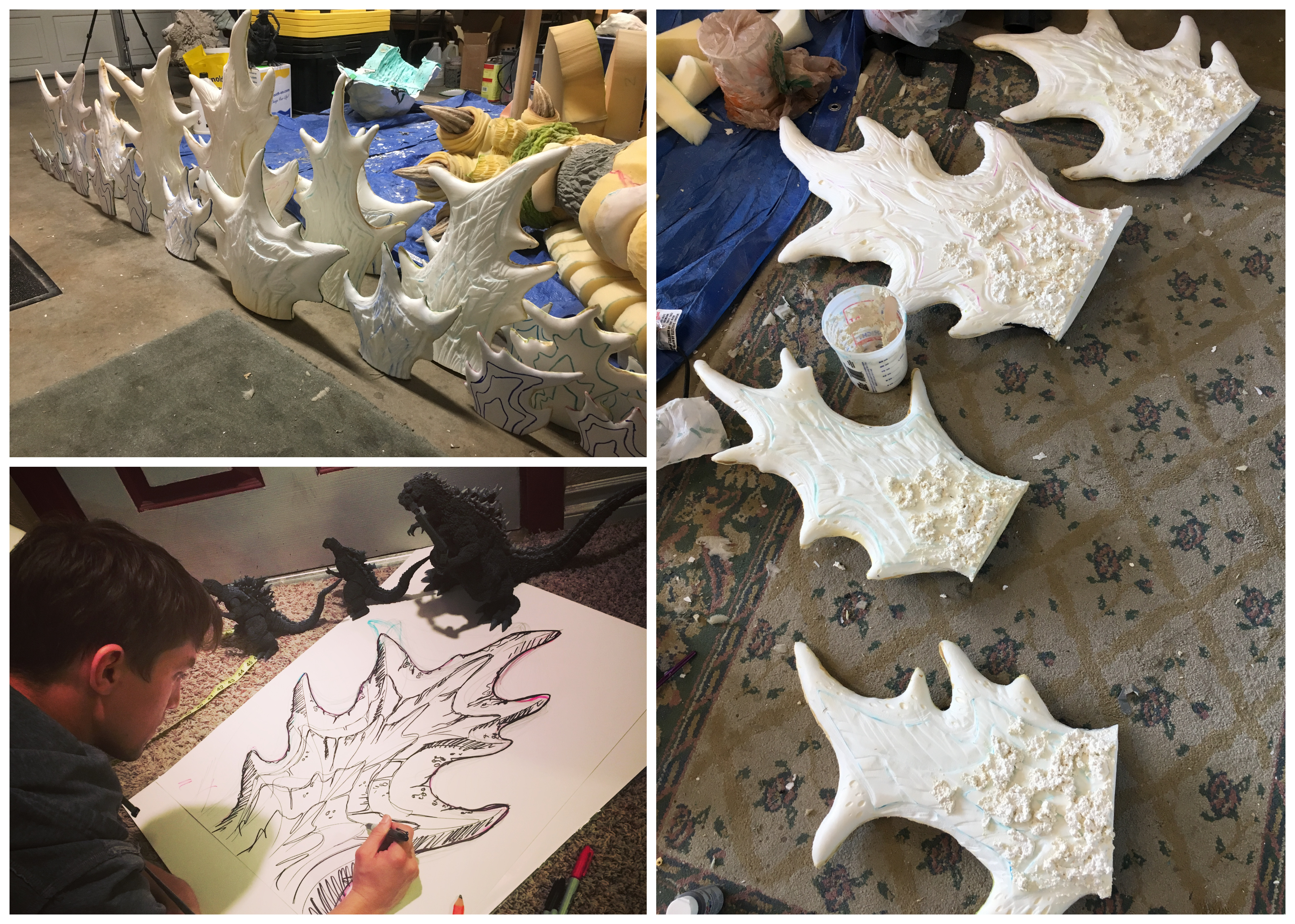 Progress images showing the dorsal plate creation process.