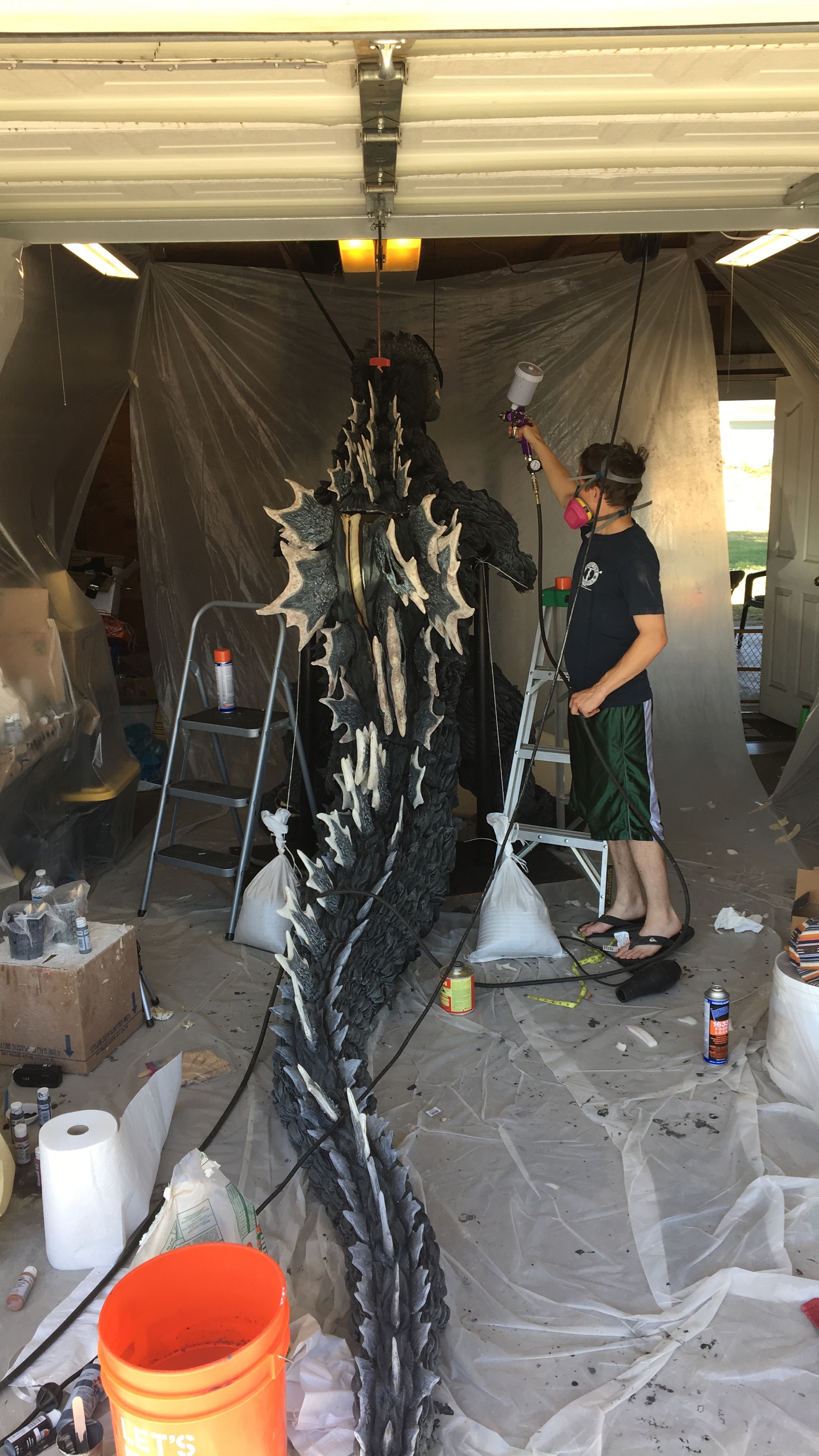 Painting Fusion Godzilla with a&nbsp;gravity feed spray gun.
