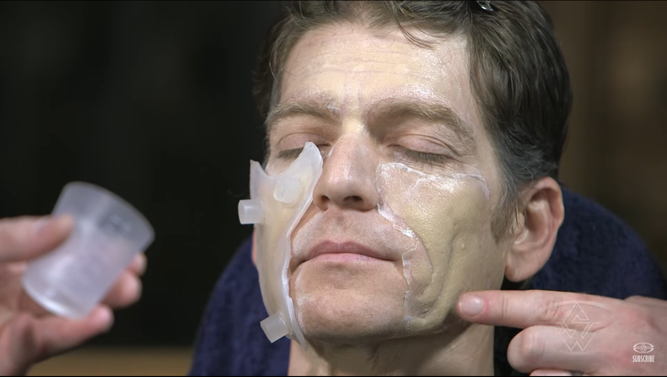 Neill Gorton points out how seamlessly the transfer looks on this section of the cheek.
