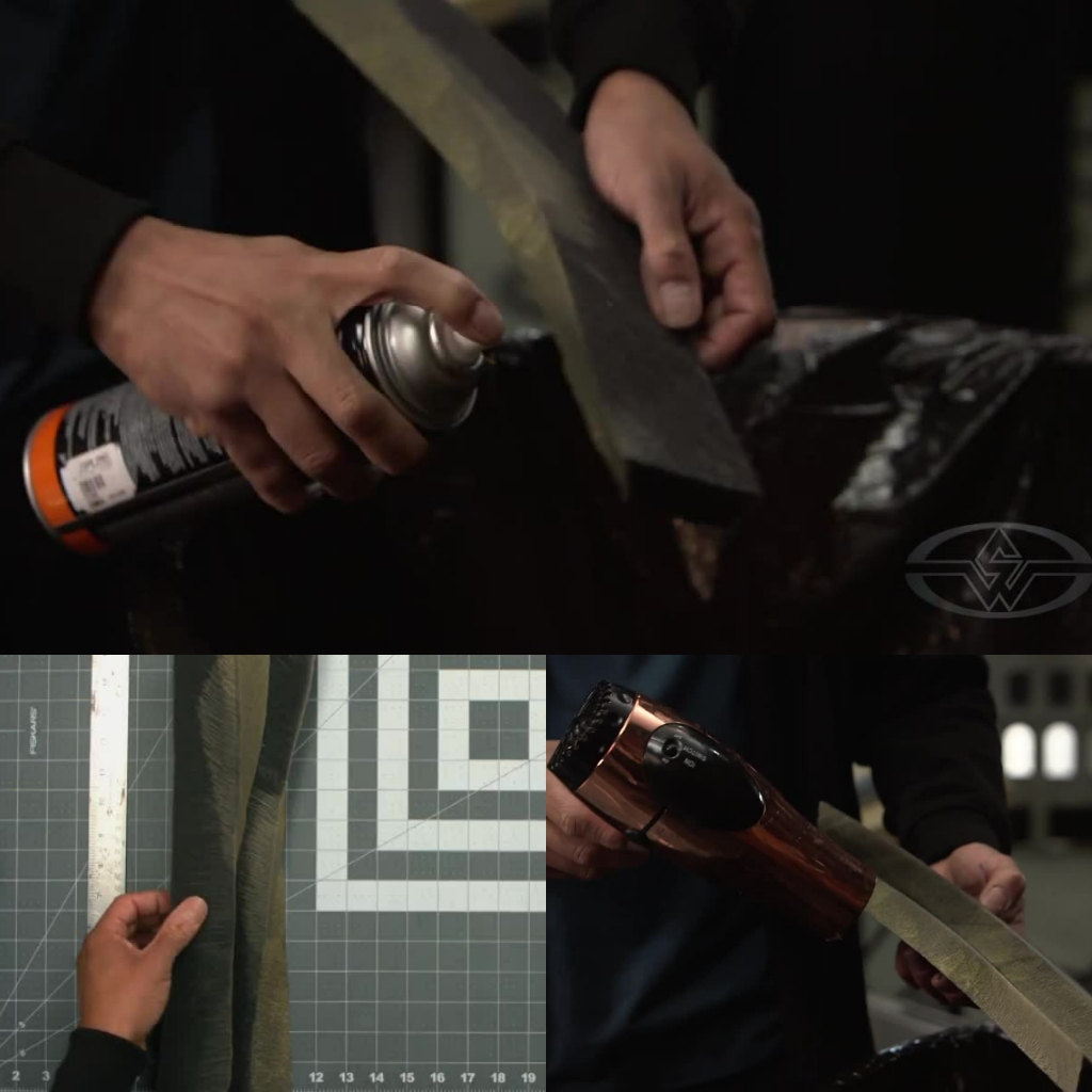 Spray the inside of your foam pieces with glue and blow dry to combine the two