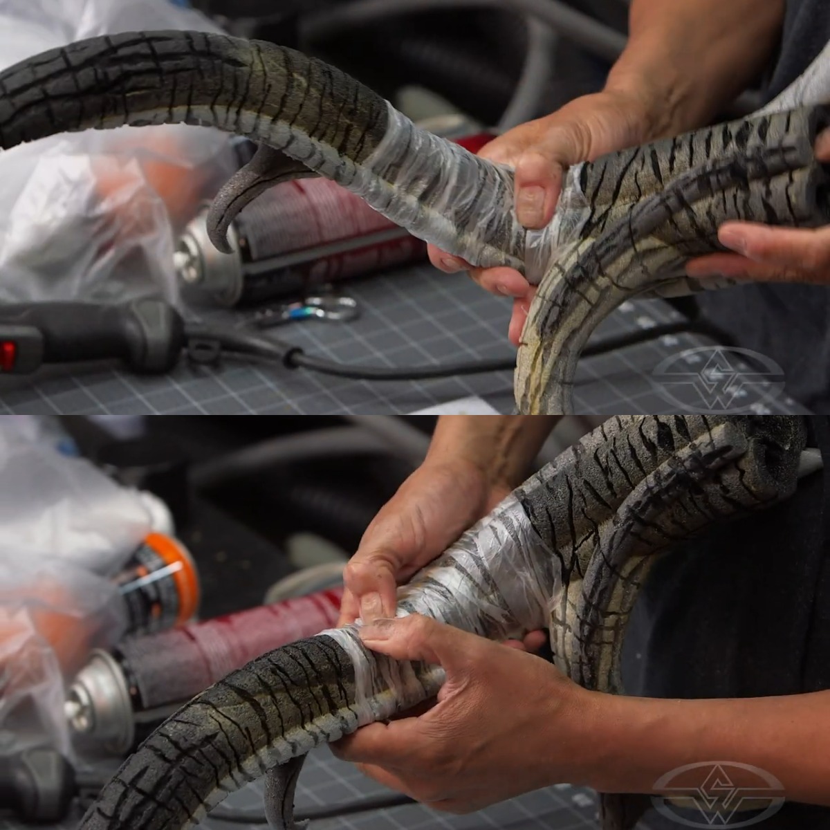 Fraleigh gets that plastic pressed down into the cracks of his antler.