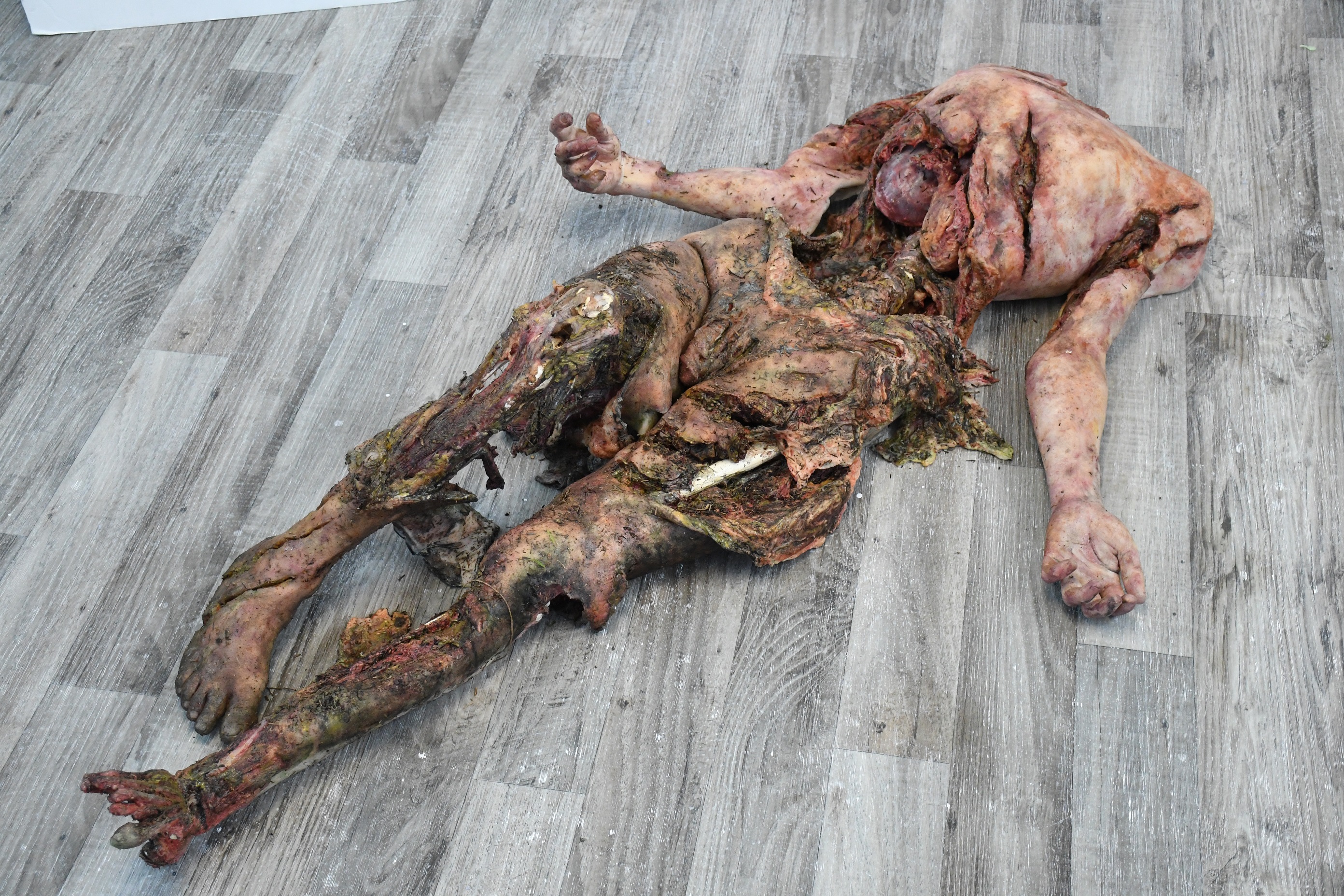 The Kenny corpse built by Christopher Clark and Cayley Giene with paint assistance from Holland Miller. Image courtesy LSFX/Fox Searchlight.