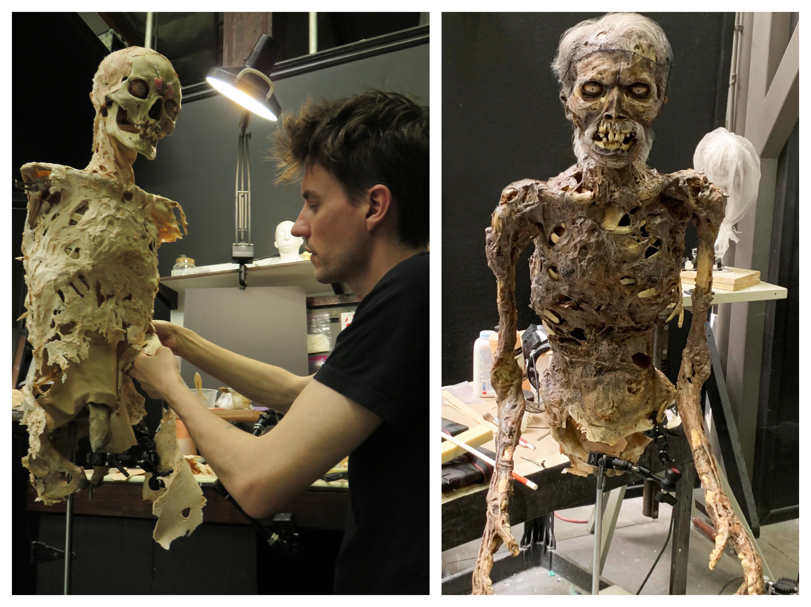 Top and bottom: build process highlights of the Diner Ghost. Images courtesy Arjen/Sony Pictures.