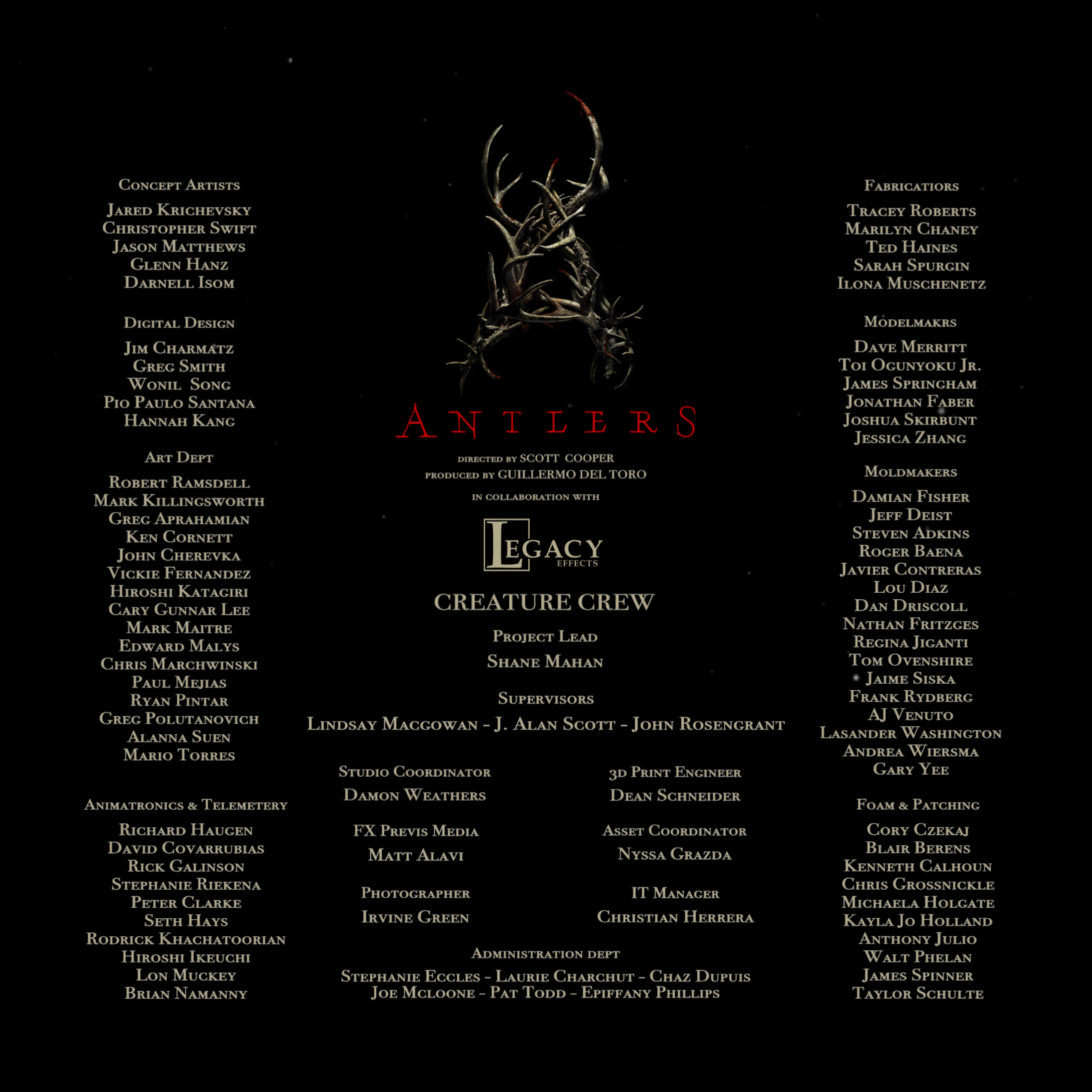 Legacy Effects cast and crew for Antlers