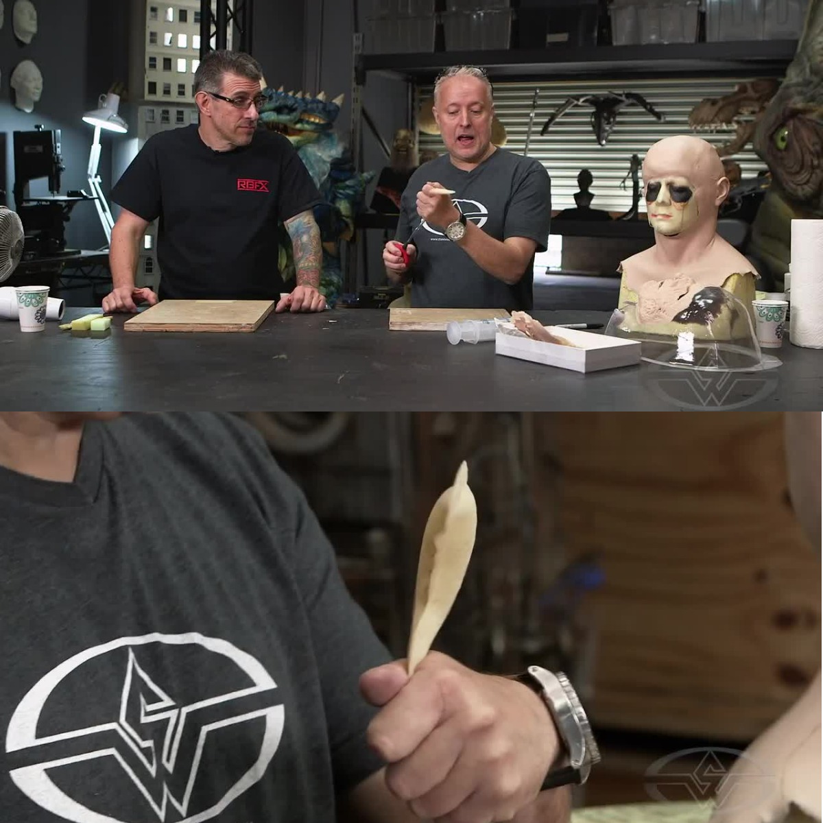 Gary J. Tunnicliffe and Mike Jay Regan demonstrate some simple bladder apparatus.