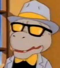 Buck voiced by Humphrey Bogart impersonator Michael Beattie from The Adventures of T-Rex, a DIC/Kitty Film US/Japan collaboration.