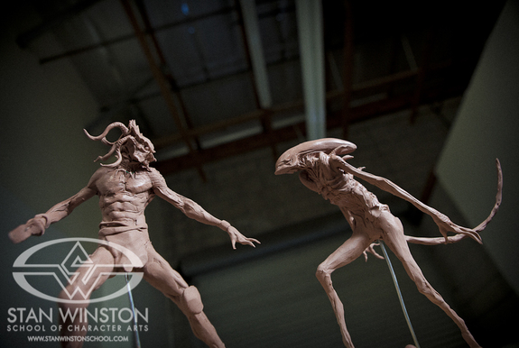 Dynamic Character Design: The Predator and Alien as conceived and executed by Simon Lee for the Stan Winston School of Character Arts.