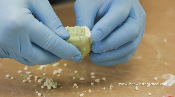 Take care not to damage the plaster positive when peeling away the alginate. A broken casting is a useless casting.