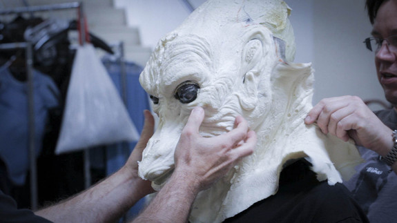 This foam latex test skin is poked and prodded by Alec and Dave.