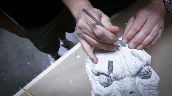 An alginate test skin lets the guys actually slice it apart to see how the mold must be altered to perfect skin thickness.