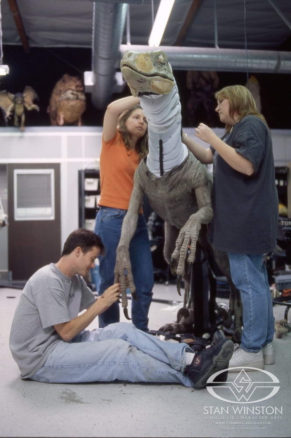 Kevin McTurk, Amy Whetsel & TaMara Carlson Woodard assemble a Jurassic Park III raptor at SWS.