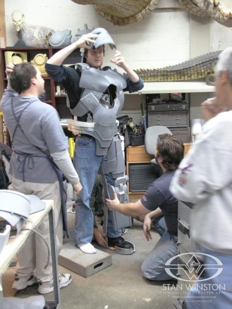 John Eric Tucker, Kevin McTurk & Mike Manzel test fit the Iron Man Mark I &nbsp;suit at SWS