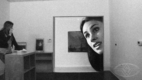 A matte box with a mini gallery wall set into a mirror creates an Alice in Wonderland&nbsp;effect.