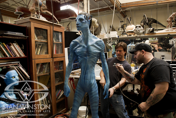 John Rosengrant & John Cherevka paint a Na'vi reference piece for Avatar at SWS.