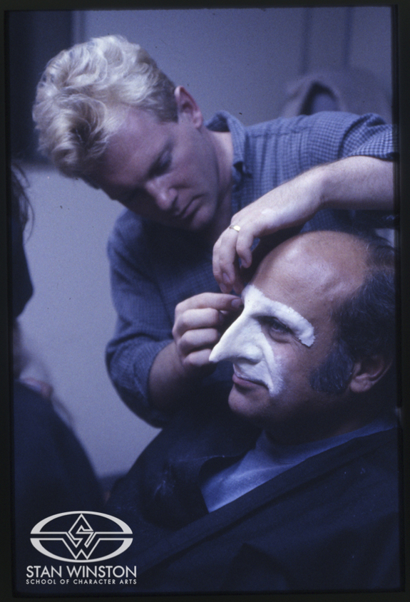 Special effects makeup artist Shane Mahan transforms Danny DeVito into "The Penguin" for Tim Burton's Batman Returns.