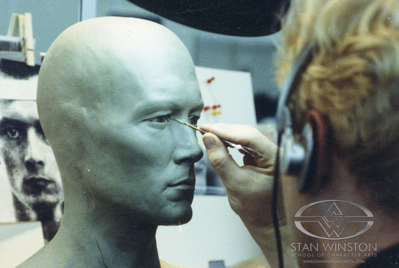 Shane Mahan sculpts a likeness head based on actor Robert Patrick for the film Terminator 2: Judgment Day.
