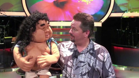 Terry Fator with his puppet Kani Kapila, fabricated by Steve Axtell.&nbsp;Click for video of Terry & Kani:&nbsp;Terry Fator & Kani Kapila / Steve Axtell Custom Puppets.