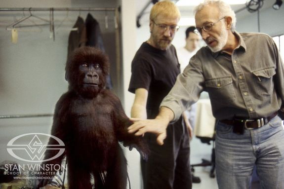 Stan Winston & gorilla hair department&nbsp;supervisor Stuart Artingstall discuss the toddler gorilla hair work.