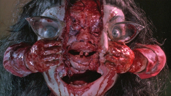 A baby rips open a woman's face in Peter Jackson’s Dead Alive, also called Braindead.