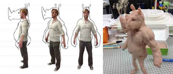L:&nbsp;Initial concept sketches. R: Maquette for patterning.