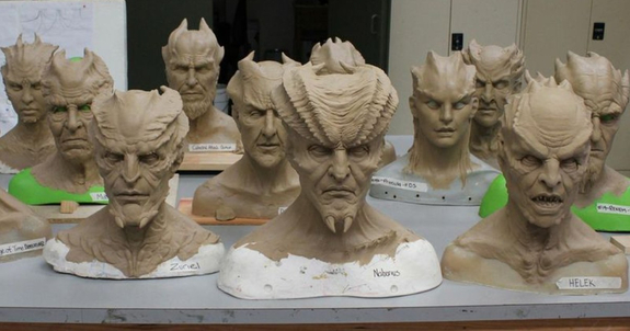 Full-scale demon “design” busts provided a valuable design headstart when actors were finally cast.