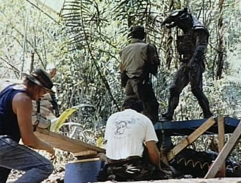 Jean-Claude Van Damme as the original Predator on location in the Mexican jungle.