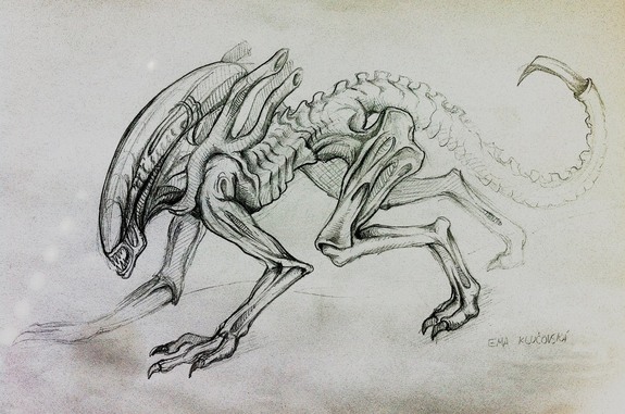 Emka moves from birds to aliens.
