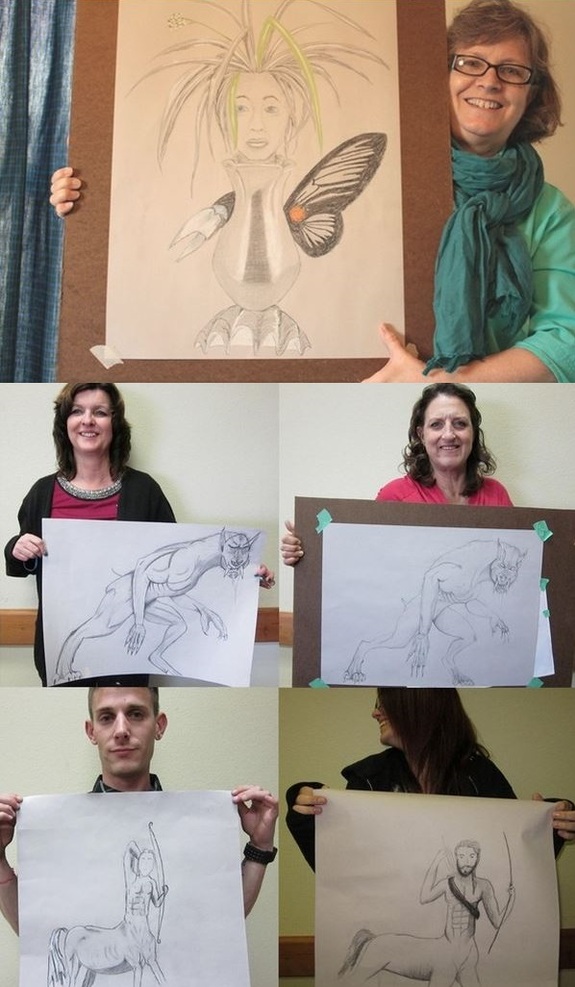 Class members show work based on the Stan Winston School's courses.