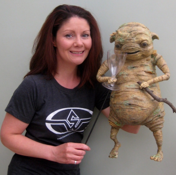Shrump and his creator, artist Bianca Judd.