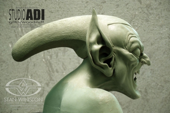 Progress images of the sculpting process for the Green Goblin.