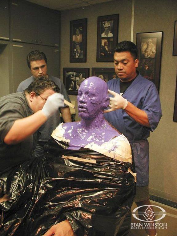 The Rock undergoes a life cast from the Stan Winston Studios effects team.