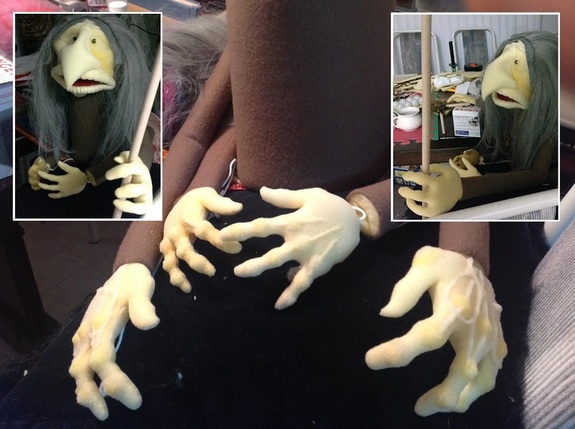 The “simple" puppet forms were temporarily assembled to check proportions before detailing.