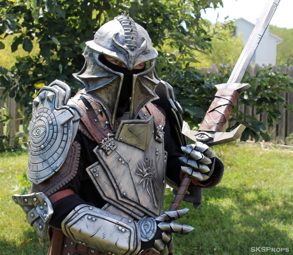Dragon Age: Inquisition Inquisitor Cosplay Armor by Steven K Smith (aka SKS Props). The helmet is a 1:1 scale and was hand sculpted by Steven out of monster clay. The helmet was resin cast, assembled, and meticulously hand-painted. Custom padding was installed in the crown of the helmet for comfort and support.