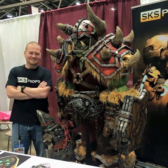 Steven K Smith (aka SKS Props) and his full-scale cosplay costume, WarCraft Orc.