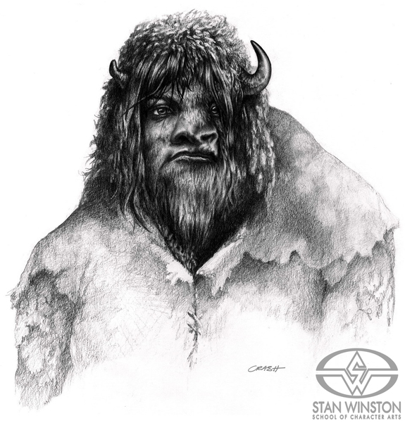 Mark Crash McCreery’s drawing of the Bison-man.