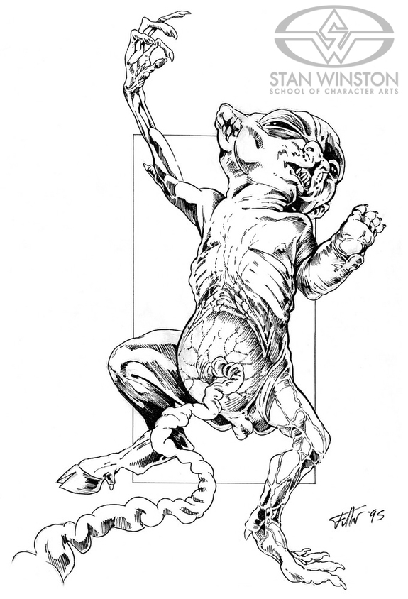 Concept artwork for the mutant baby by Bruce Spaulding Fuller.