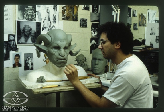 Bill Basso details the Sayer of the Law sculpture at Stan Winston Studio.