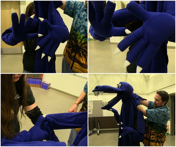 Operating the dragon required two performers - one for the head and one for the hands.