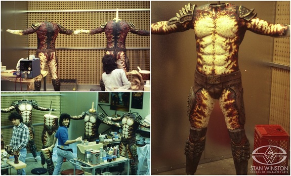 SWS crew members work on the suits at Stan Winston Studio.