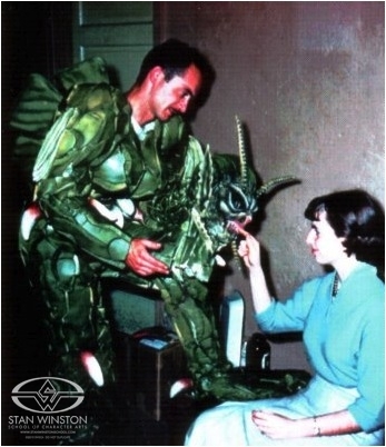 Paul & wife, Jackie Blaisdell, work on the creature suit for The She-Creature&nbsp;in their garage.