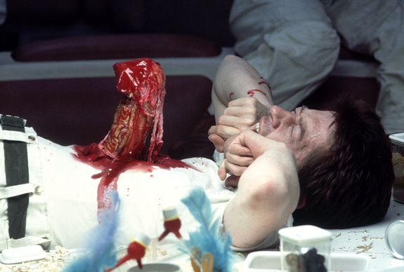 Breakfast gets bloody as the Alien chestburster makes his first appearance, shocking audiences and heralding a new era of sci-fi/horror.